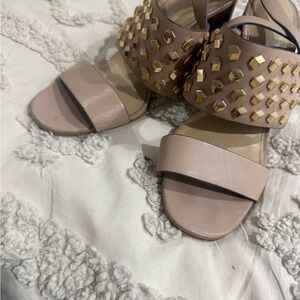 Michael Kors Pink Sandals with Gold Studs